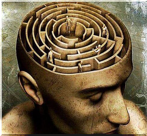 Mind of a man in the shape of a labyrinth representing constructivism