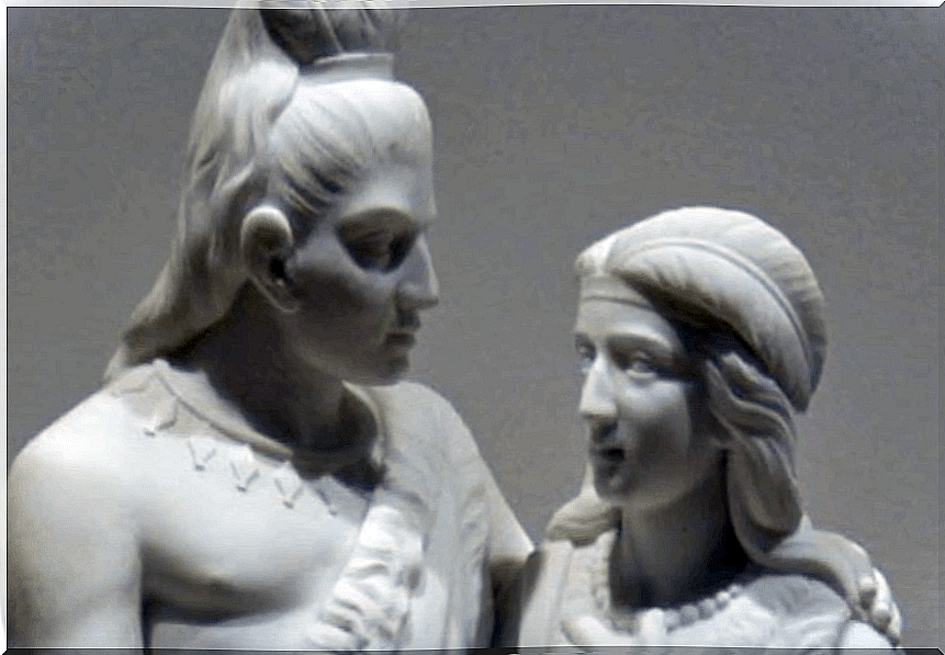 Sculpture of a man and a woman