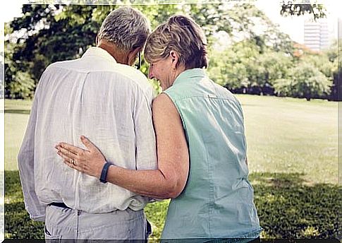 Couple strolling in the park