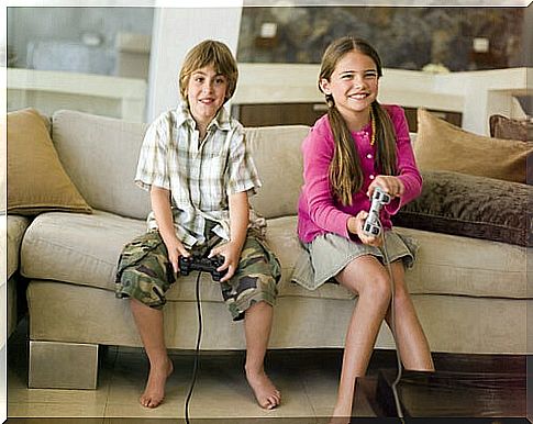 Children playing videogames