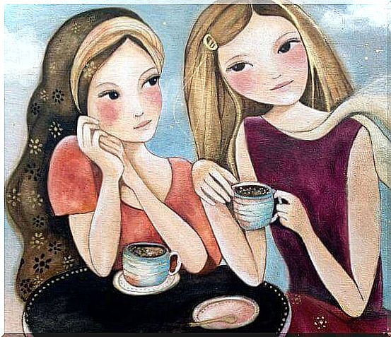 Girlfriends drinking coffee