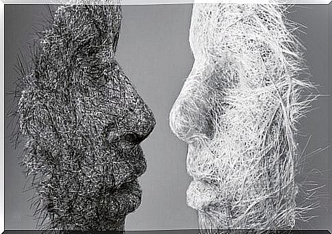 Two masks facing each other symbolizing the faces of narcissism