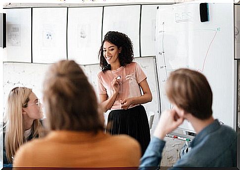 Woman giving a lecture