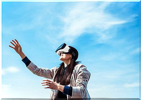 Woman with virtual reality glasses