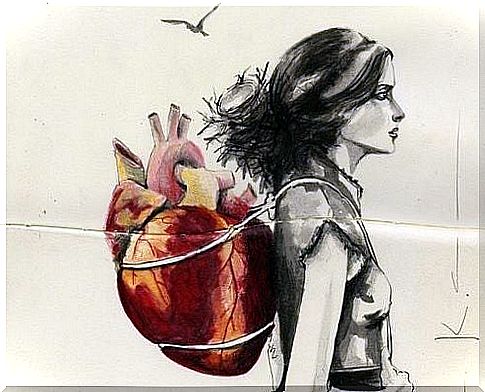 Girl carrying a heart